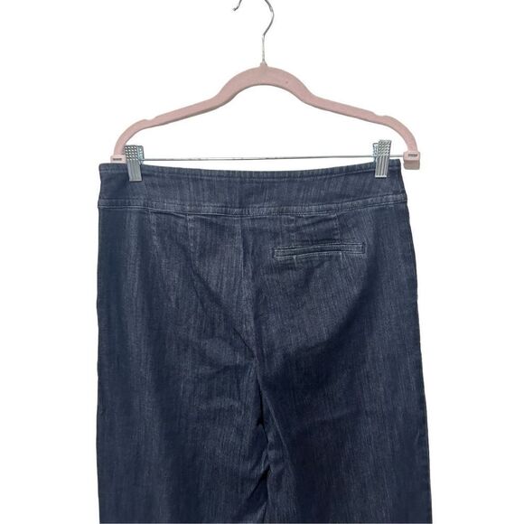 Nic+Zoe Flat Front Stretch Wide Leg Cropped Denim Pants Blue Dark Wash Size 12 - Picture 6 of 7